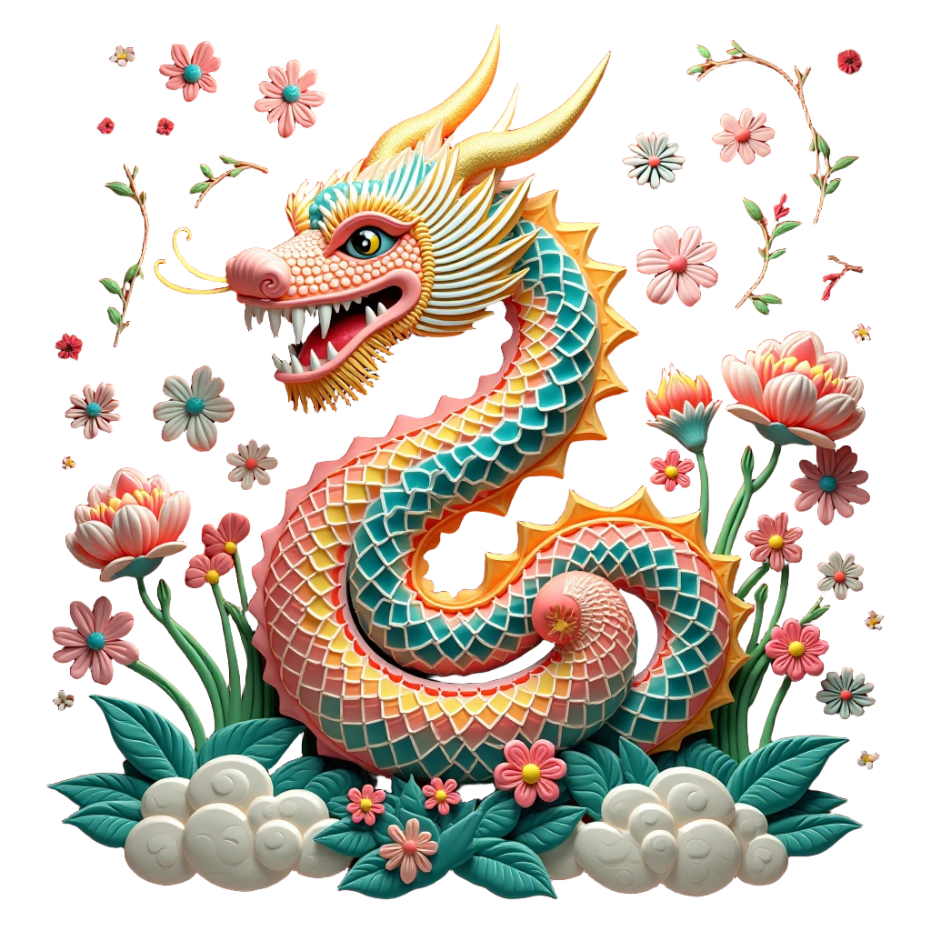 Dragon in Blossom Garden